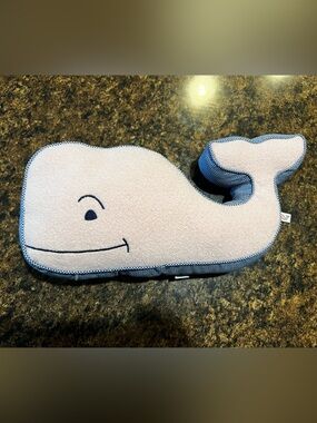 Vineyard Vines Pink Whale Plush Pillow with Navy Trim